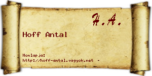 Hoff Antal névjegykártya